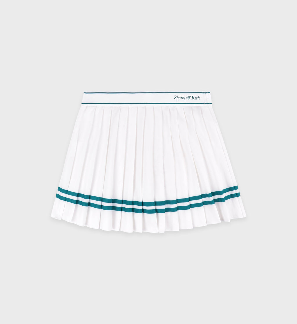 Italic Logo Pleated Skirt - White/Alpine
