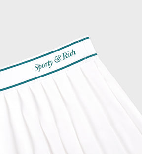 Italic Logo Pleated Skirt - White/Alpine