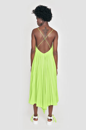 OPEN BACK PLEATED MIDI DRESS