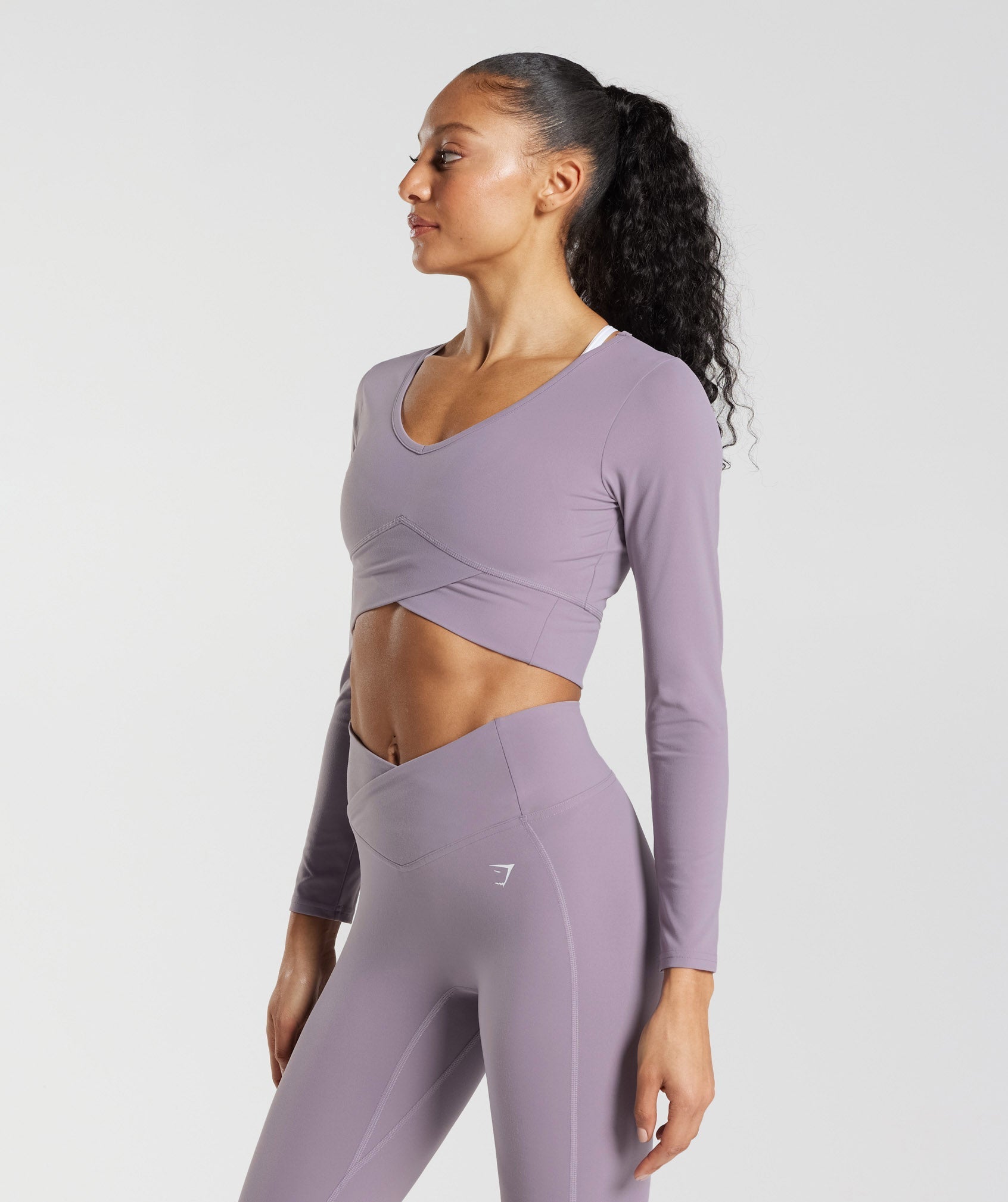 Gymshark Crossover Long Sleeve Crop Top - Slate Lavender