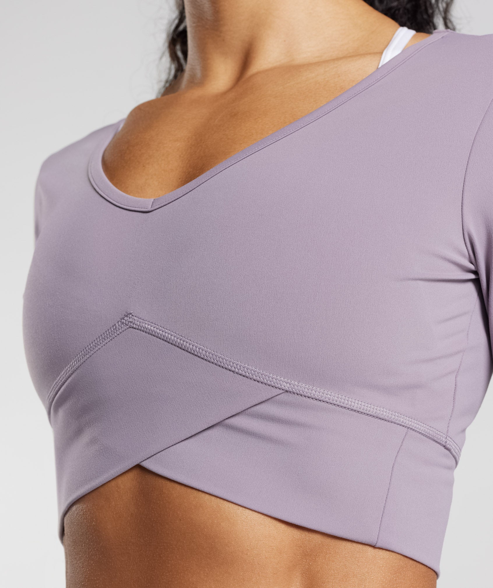 Gymshark Crossover Long Sleeve Crop Top - Slate Lavender