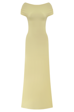 Imogen Off Shoulder Slinky Maxi Dress - Lemon
