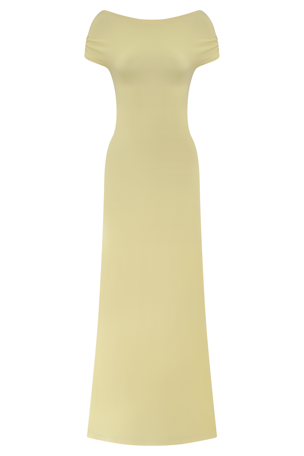 Imogen Off Shoulder Slinky Maxi Dress - Lemon