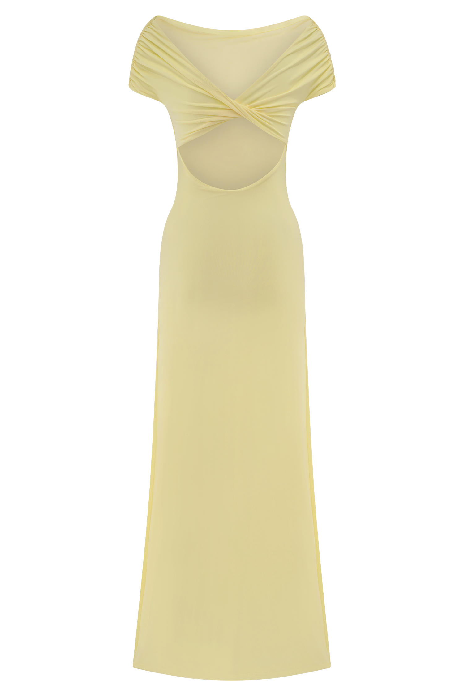 Imogen Off Shoulder Slinky Maxi Dress - Lemon