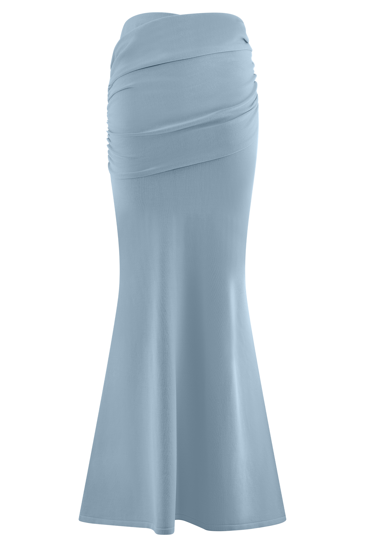 Irene Gathered Knit Maxi Skirt - Blue
