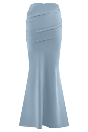 Irene Gathered Knit Maxi Skirt - Blue