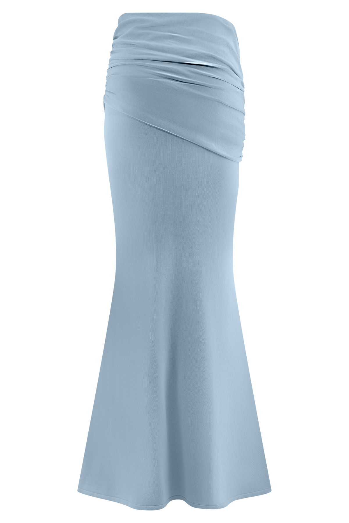 Irene Gathered Knit Maxi Skirt - Blue