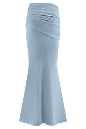 Irene Gathered Knit Maxi Skirt - Blue