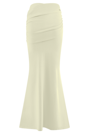 Irene Gathered Knit Maxi Skirt - Ivory