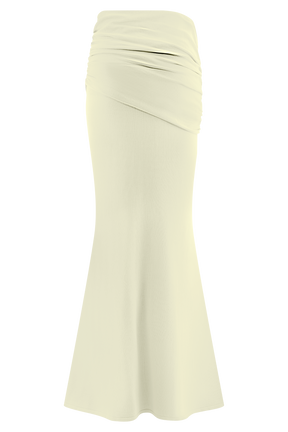 Irene Gathered Knit Maxi Skirt - Ivory