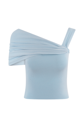 Irene Gathered Knit Top - Blue