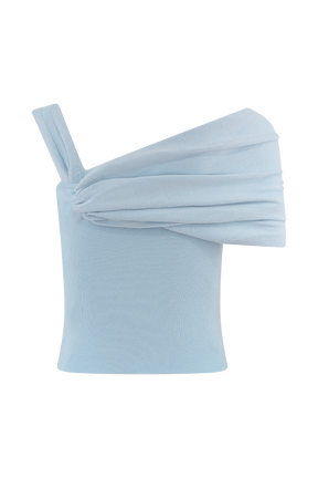 Irene Gathered Knit Top - Blue