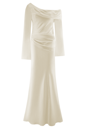 Iris Long Sleeve Satin Maxi Dress - Blush Gold