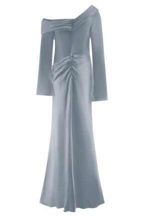 Iris Long Sleeve Satin Maxi Dress - Frosted Blue