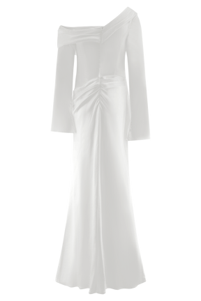 Iris Long Sleeve Satin Maxi Dress - White