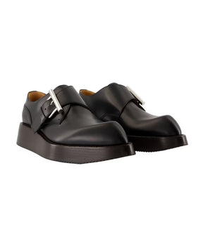 Black Leather T-Bar Loafers
