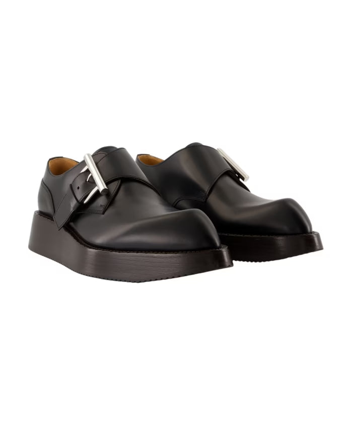 Black Leather T-Bar Loafers