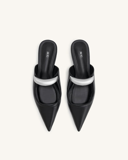 Helena Pierced Mules - Black