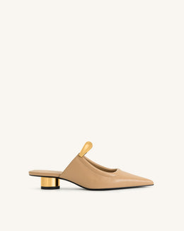Helena Pierced Mules - Khaki