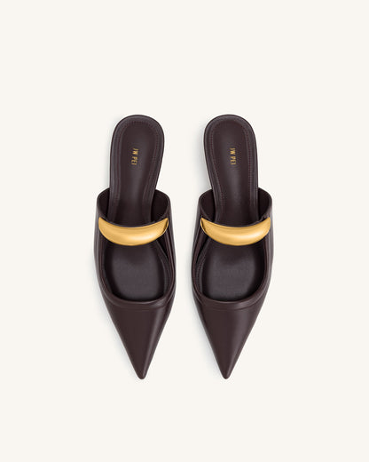 Helena Pierced Mules- Claret Red