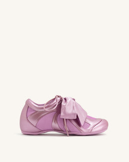 Rosie Metallic Bow Tie Low Top Sneakers - Pink