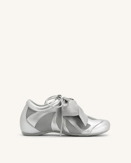 Rosie Metallic Bow Tie Low Top Sneakers - Silver