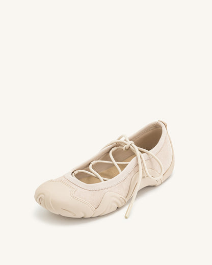 Caitlin Lace-up Ballerina Sneakers - Beige