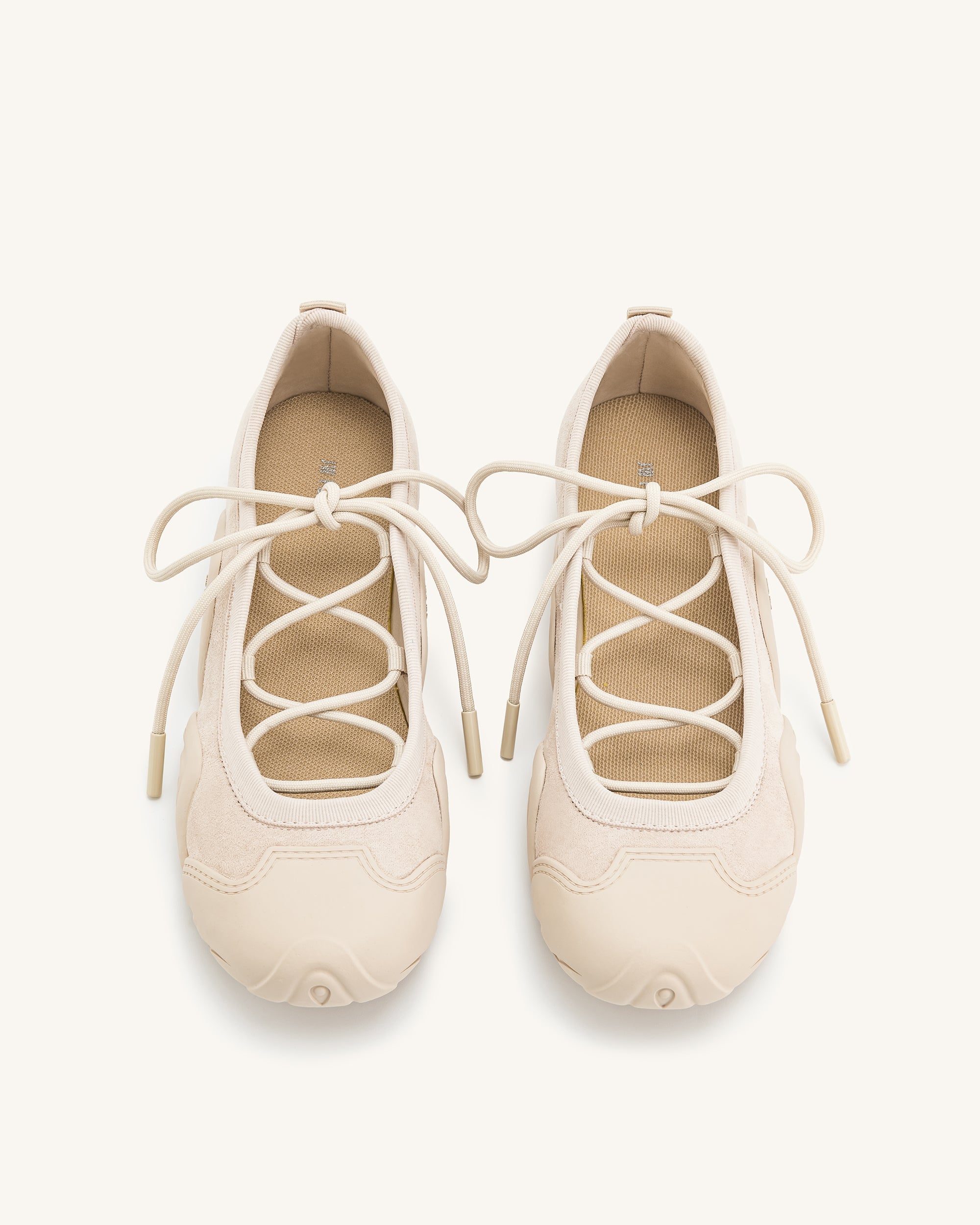 Caitlin Lace-up Ballerina Sneakers - Beige