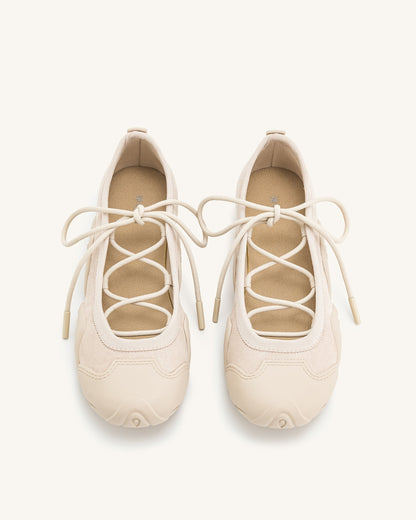 Caitlin Lace-up Ballerina Sneakers - Beige