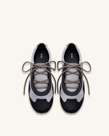 Caitlin Faux Suede Lace-up Ballerina Sneakers - Grey Mix