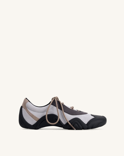 Caitlin Faux Suede Lace-up Ballerina Sneakers - Grey Mix