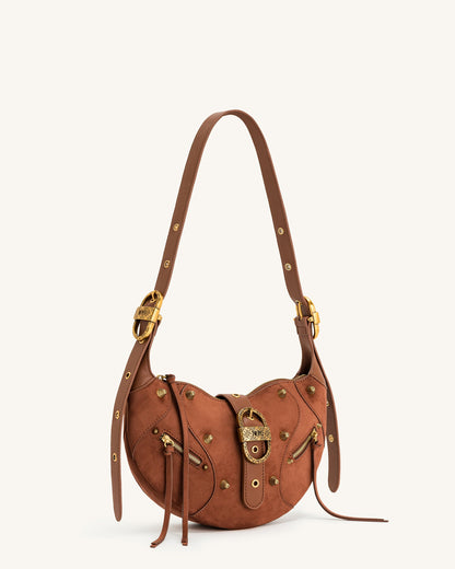 Tessa Suede Shoulder Bag - Deep Magenta