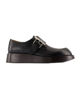 Black Leather T-Bar Loafers
