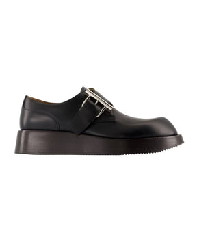 Black Leather T-Bar Loafers