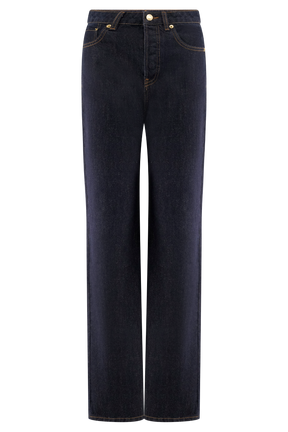Janine High Waisted Straight Leg Jeans - Washed Indigo Blue
