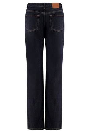 Janine High Waisted Straight Leg Jeans - Washed Indigo Blue