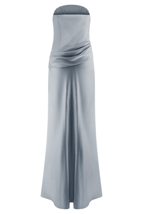 Jasmine Strapless Satin Maxi Dress - Frosted Blue