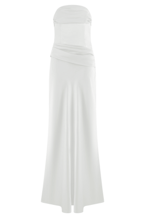 Jasmine Strapless Satin Maxi Dress - White