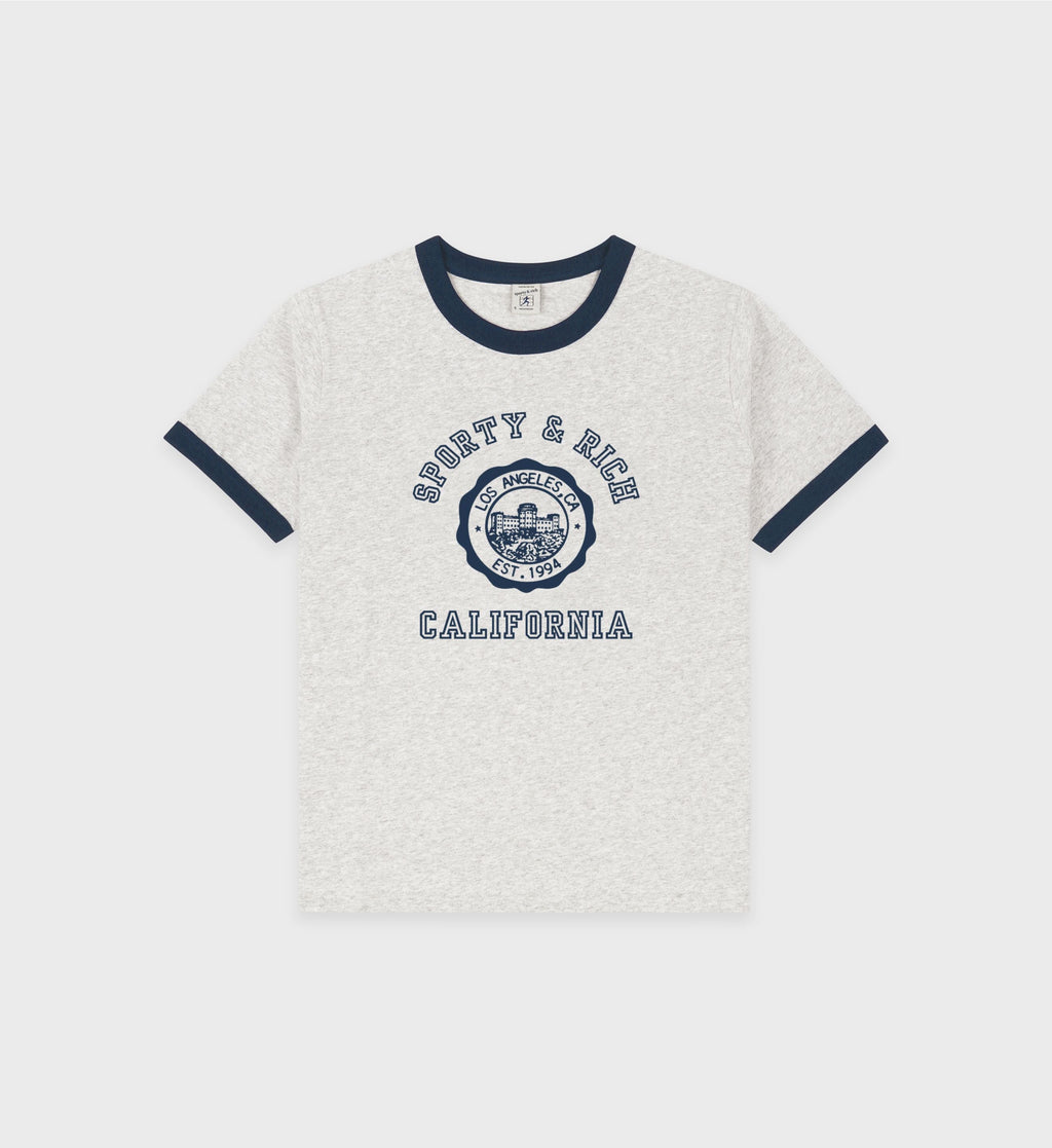 California Emblem Soft Ringer Tee - Heather Gray/Navy