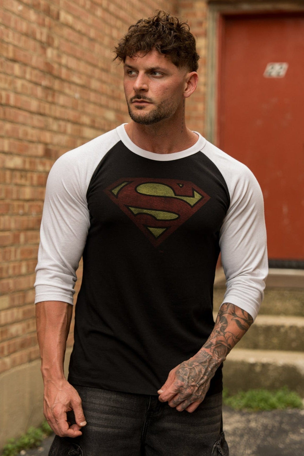 8072 - Superman 3/4 Raglan Shirts