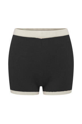 Julianne Contrast Knit Shorts - Black/White