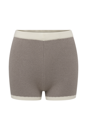 Julianne Contrast Knit Shorts - Pebble/Ivory