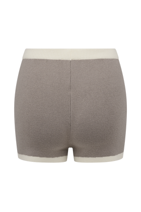 Julianne Contrast Knit Shorts - Pebble/Ivory