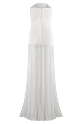 Juno Strapless Pleated Maxi Gown - White