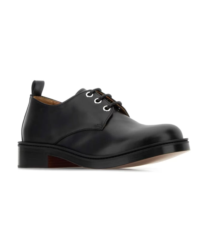 Black Leather Lace-Up Shoes