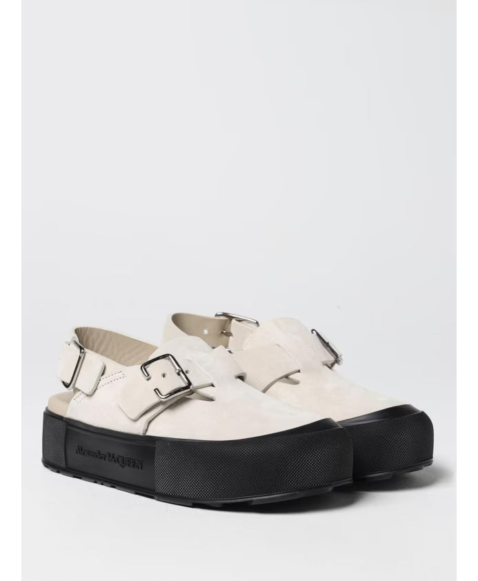 Beige Suede Buckle Sandals