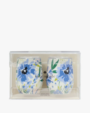 Festival Floral Stainless Steel Stemless Wine Glasses
