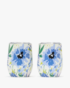 Festival Floral Stainless Steel Stemless Wine Glasses