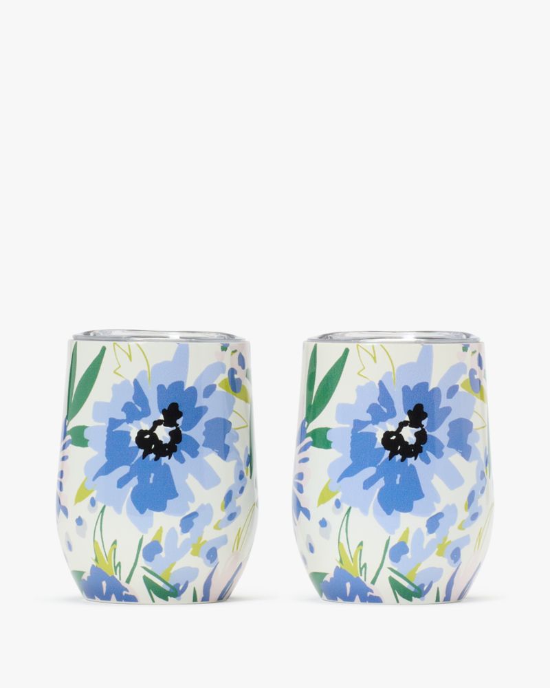 Festival Floral Stainless Steel Stemless Wine Glasses