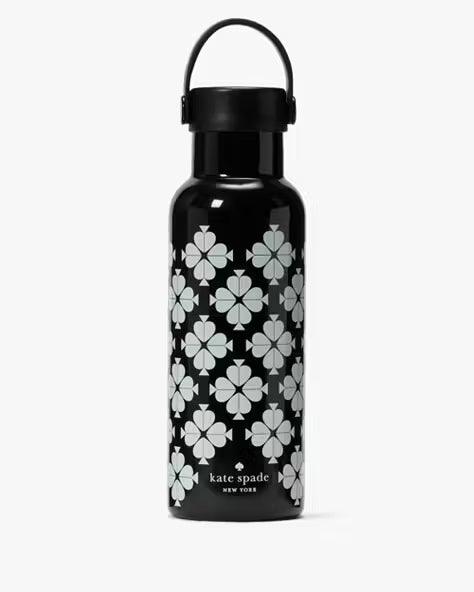 Kate Spade New York Stainless Steel Water Bottle – Black Clover Print
